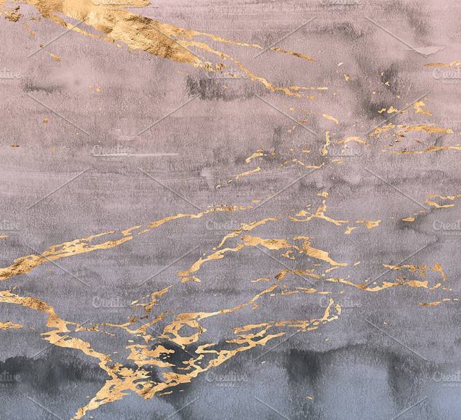 自然玫瑰石英粉色调大理石纹理 Blush Sunsets Rose Gold & Watercolor插图(4)