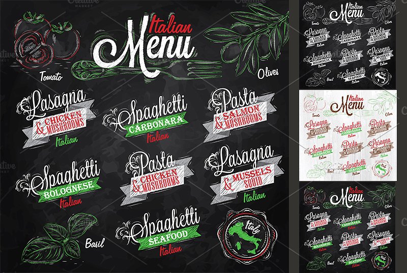 意大利餐馆菜单插画 Menu Italian插图(3)