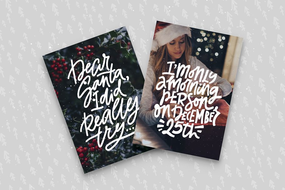 可爱圣诞祝福语&剪贴画素材 Fun Christmas Lettering & Clipart插图(4)