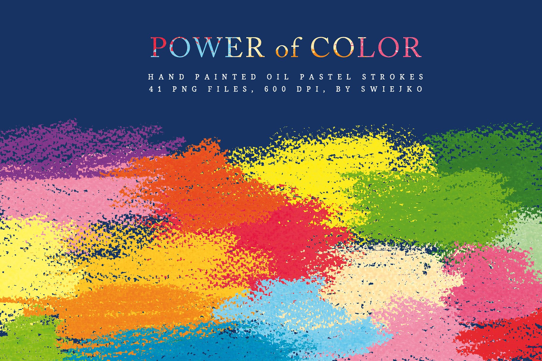 多色油彩蜡笔笔刷剪贴画 Oil Pastel Strokes clipart插图