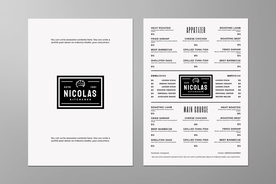 简约风西式餐厅素材库精选菜单模板v16 SGM – Food Menu. 16插图(2)