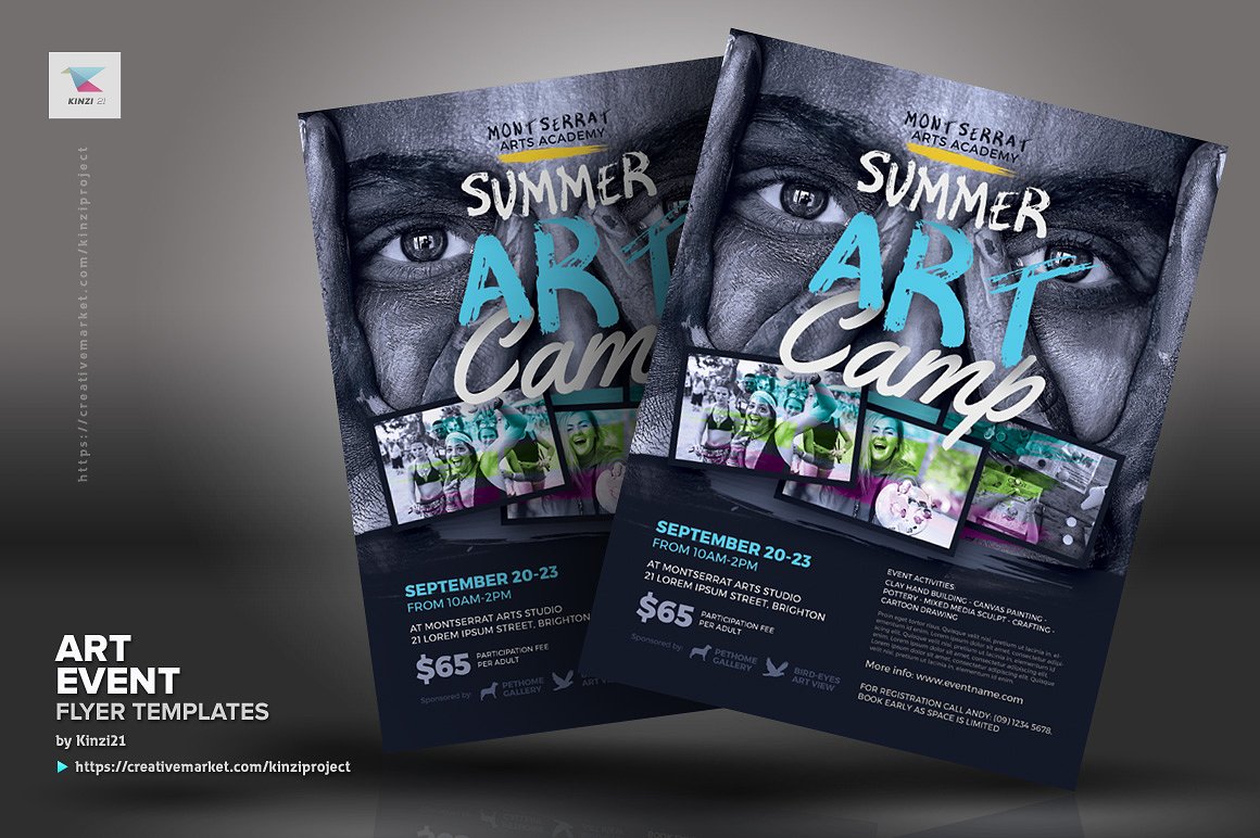 时尚高端的艺术展览海报模板 Art Event Flyer Templates [psd]插图(1)