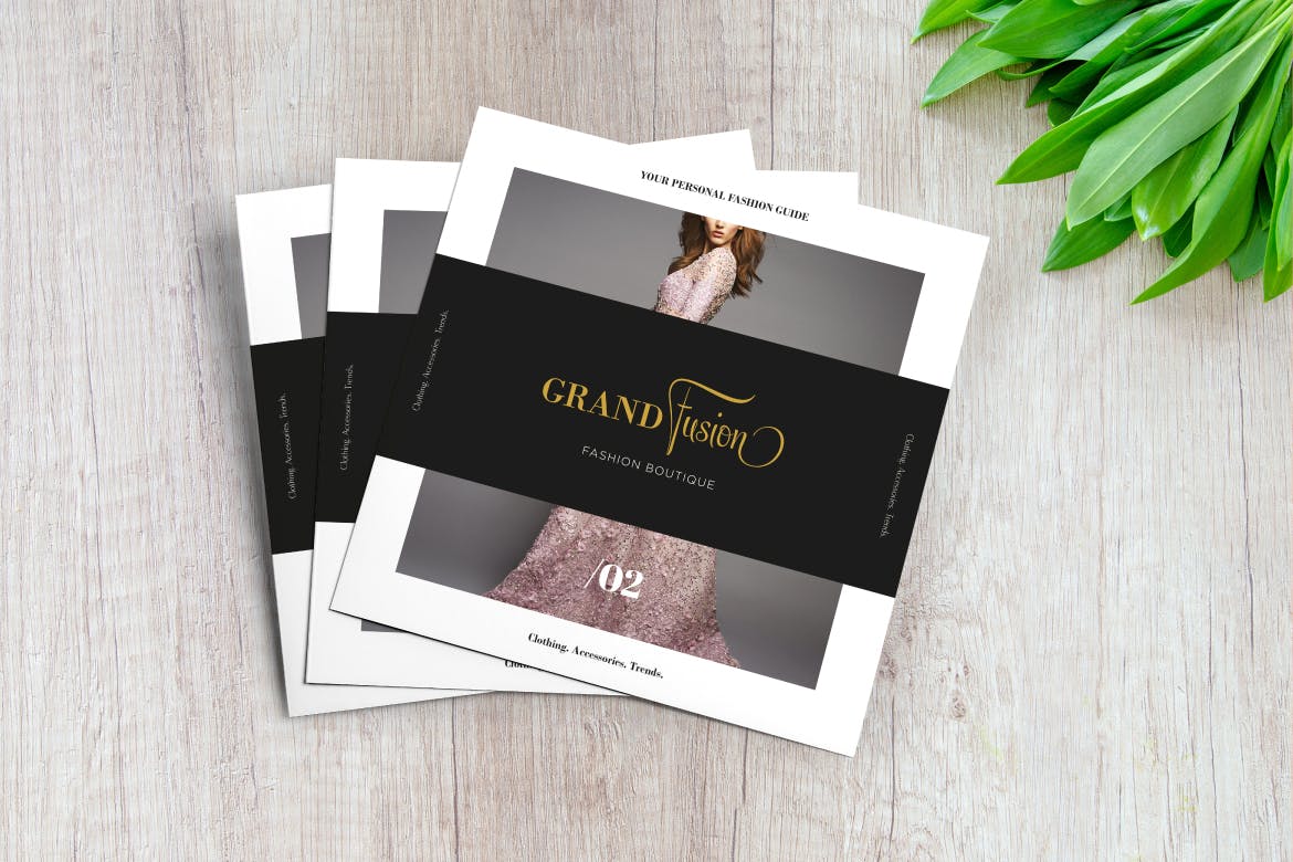 方形传单内页版式设计样机模板 Square Leaflet Mockup插图(3)