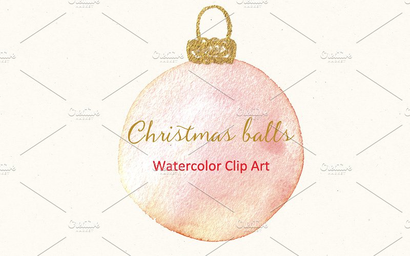 圣诞节装饰球剪贴画 Christmas balls. Watercolor Clipart插图(1)
