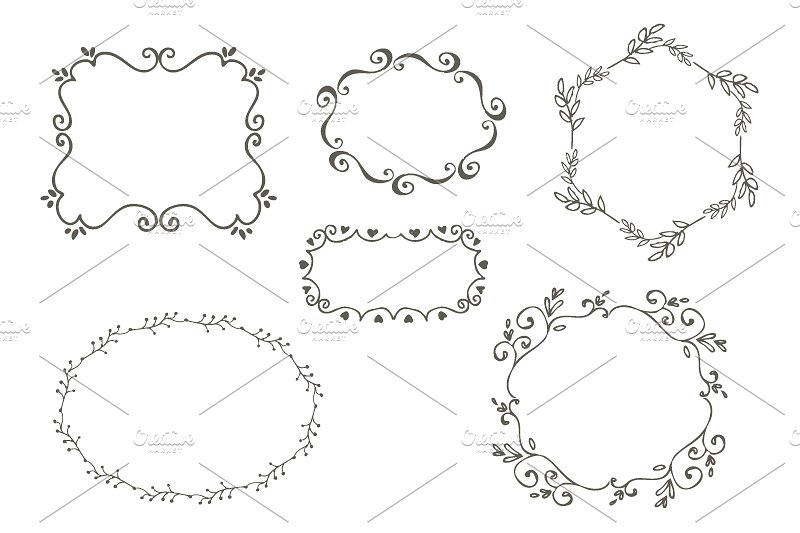 花朵叶子和花环简笔装饰素材 Spring Doodles插图(4)