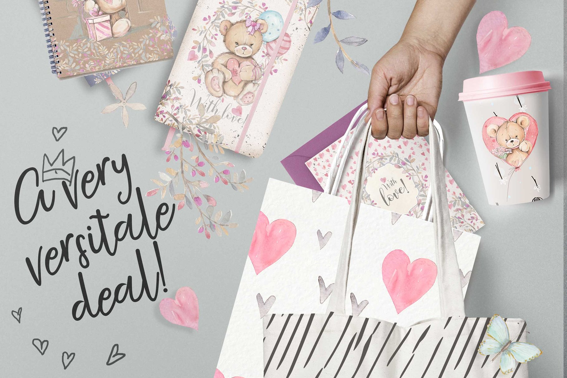 点燃少女心的泰迪手绘插画素材合集[2.61GB] Teddy bears 2 in 1插图(12)