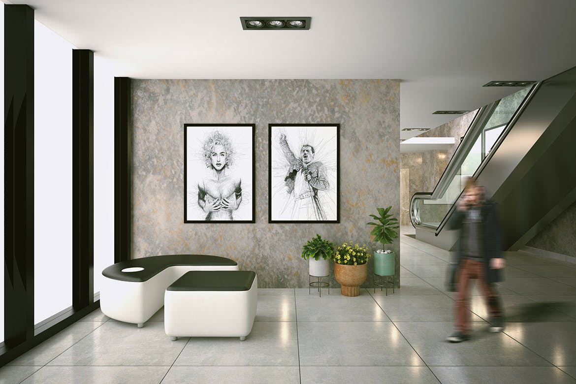 画展厅油画展览画框样机模板素材v9 Exhibittion Mockup [vol9]插图(4)