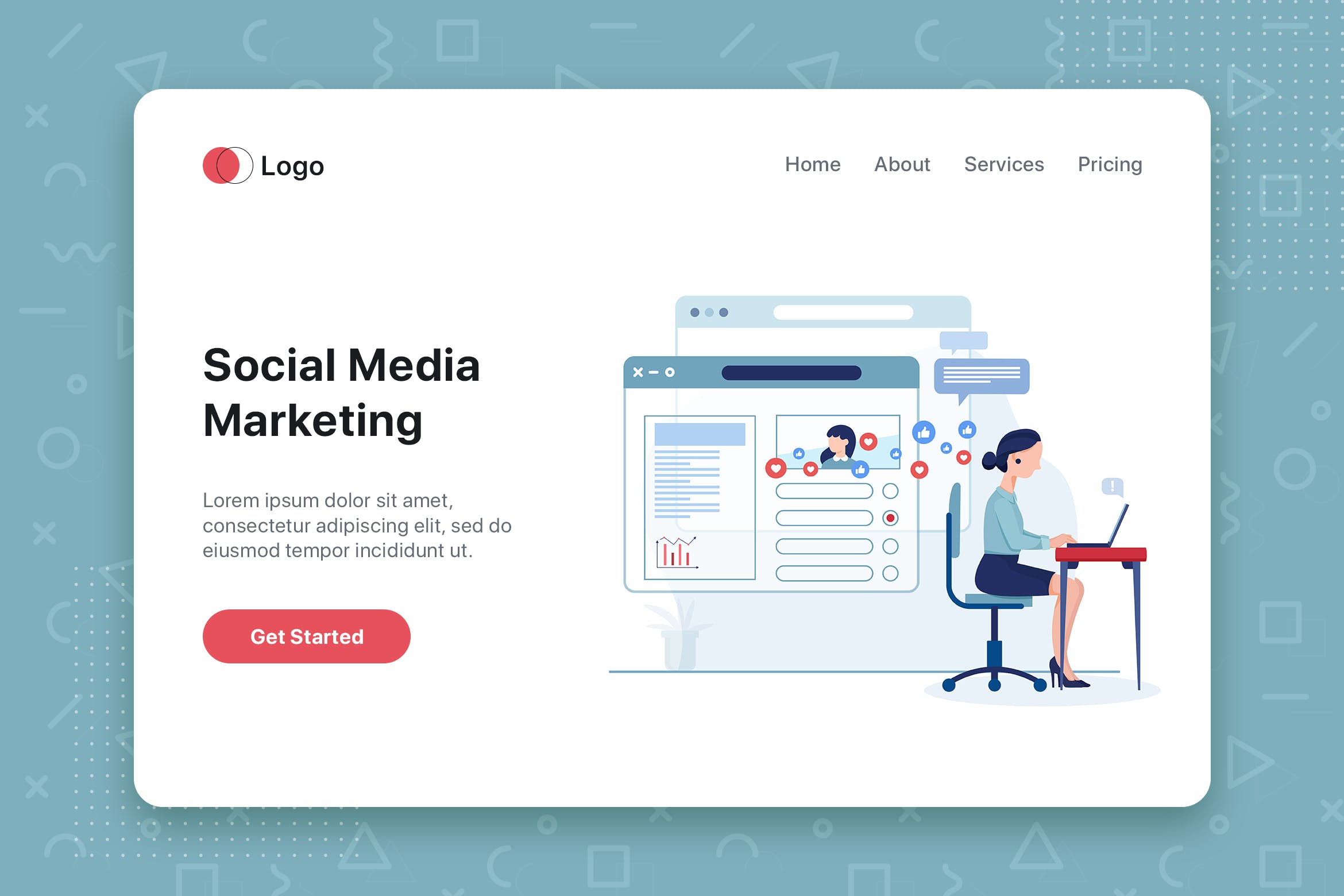 社交营销主题网站首页设计概念插画 Social media marketing concept with characters.插图