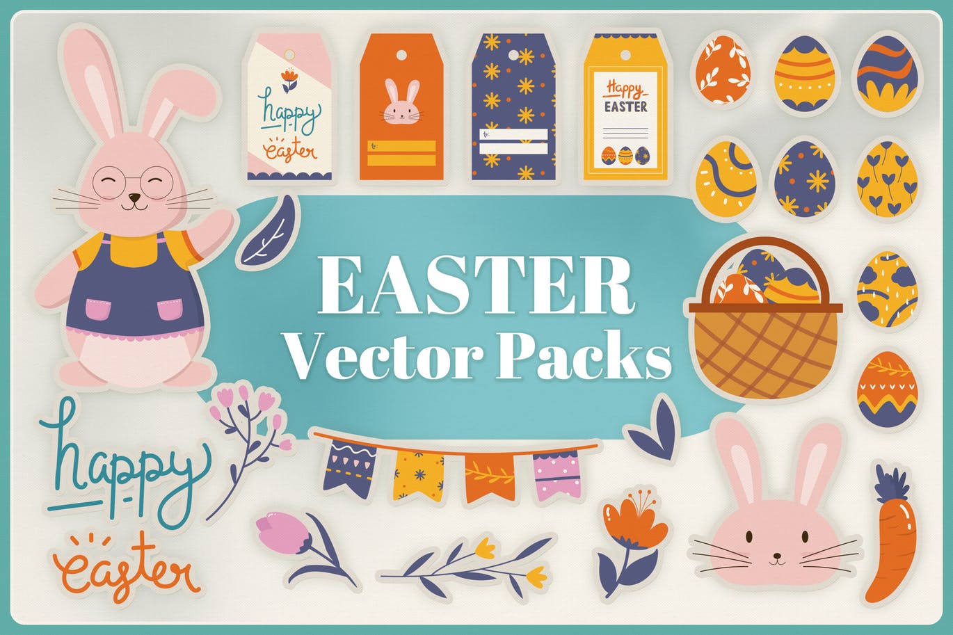 复活节节日主题元素矢量素材库精选设计素材 Easter Vector Pack插图