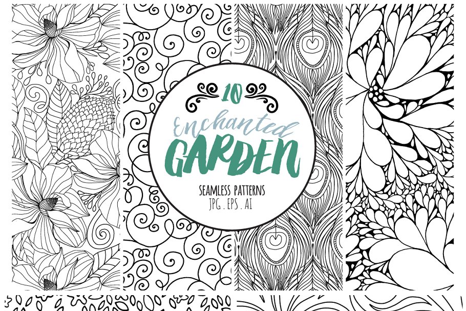 魔幻花卉图案纹理 Enchanted Floral Repeat Patterns插图