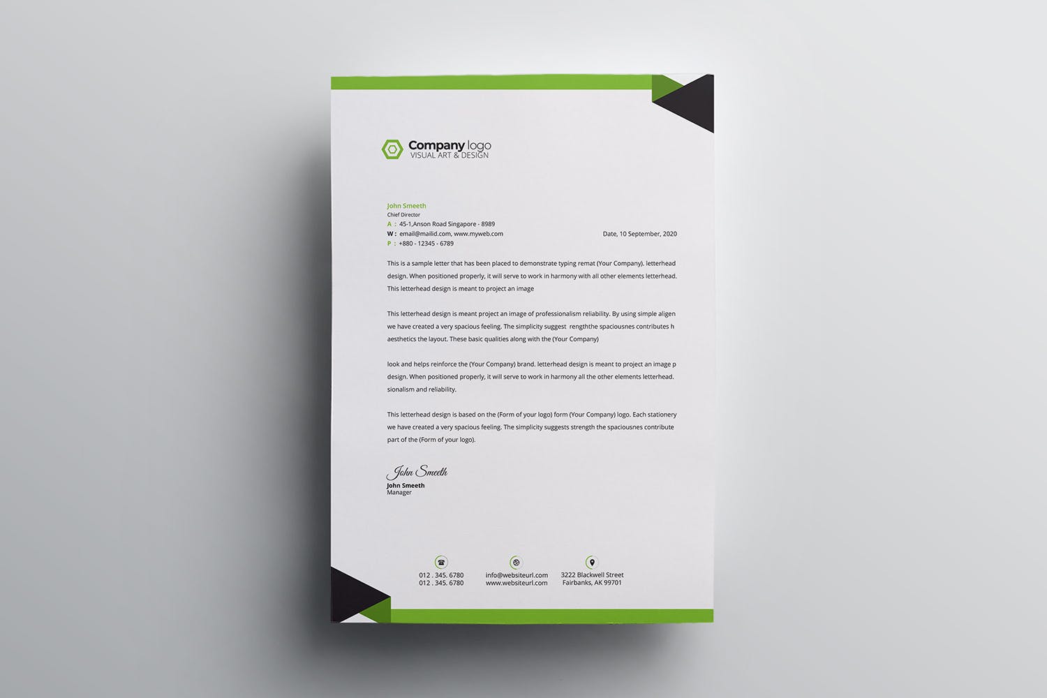 极简风格企业信纸信笺设计模板 Letterhead插图(1)