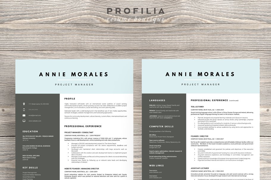 经典实用个人简历标准模板合集 Word Resume & Cover letter Template插图(1)