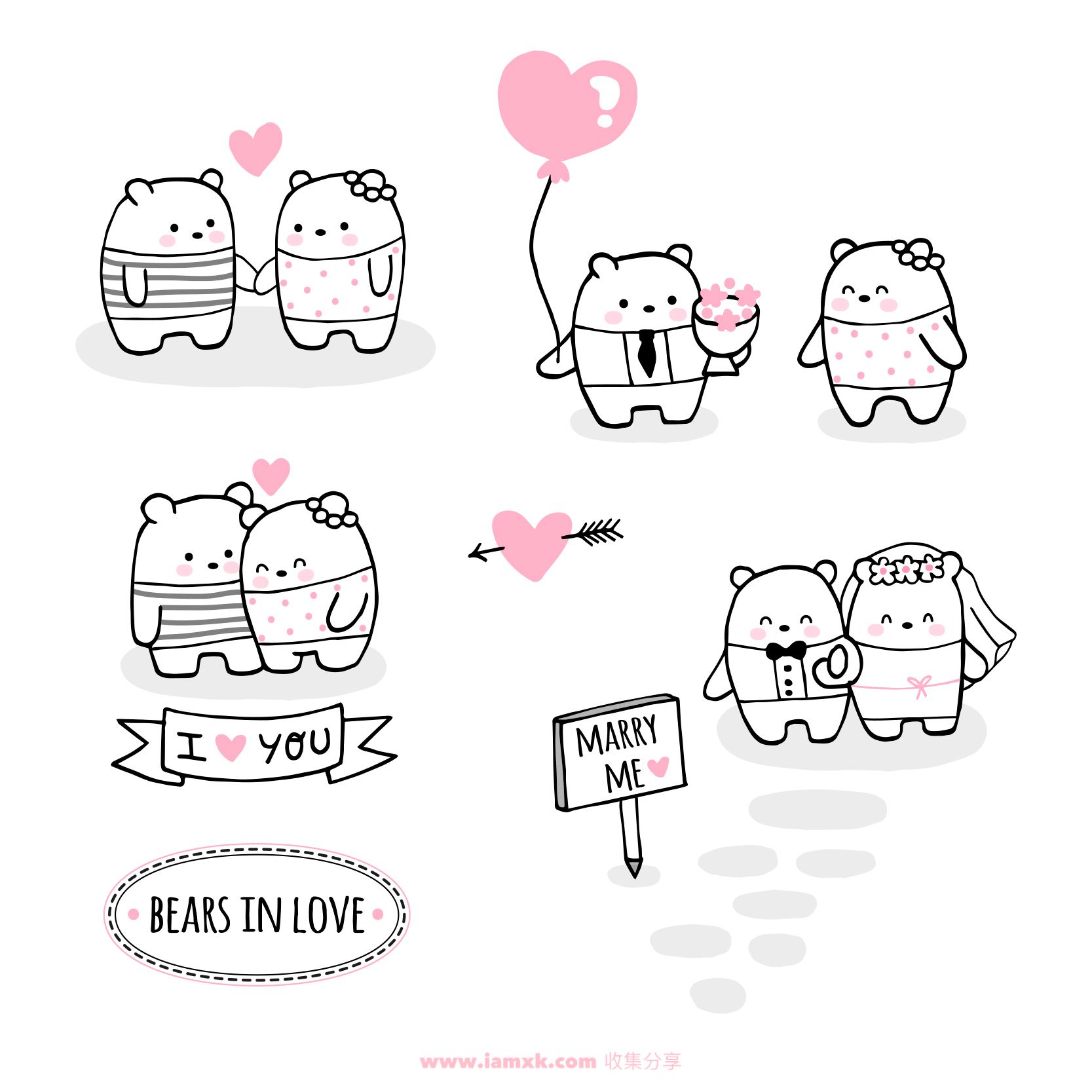 恋爱中的小白熊 Lovely bears in love set插图