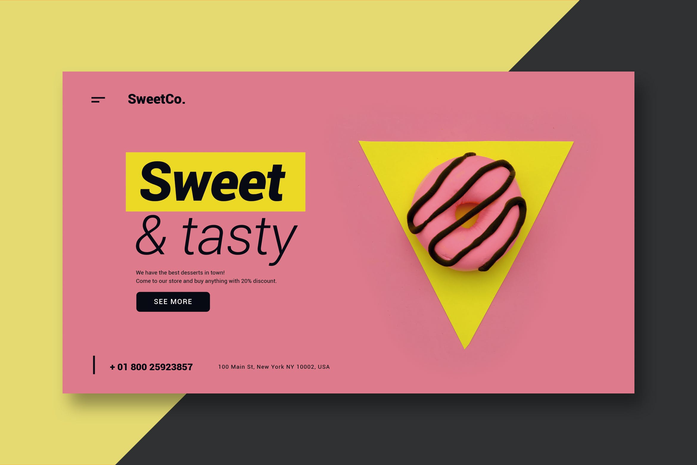 甜食糕点网站着陆页设计素材库精选模板 Sweet & Tasty – Landing Page插图