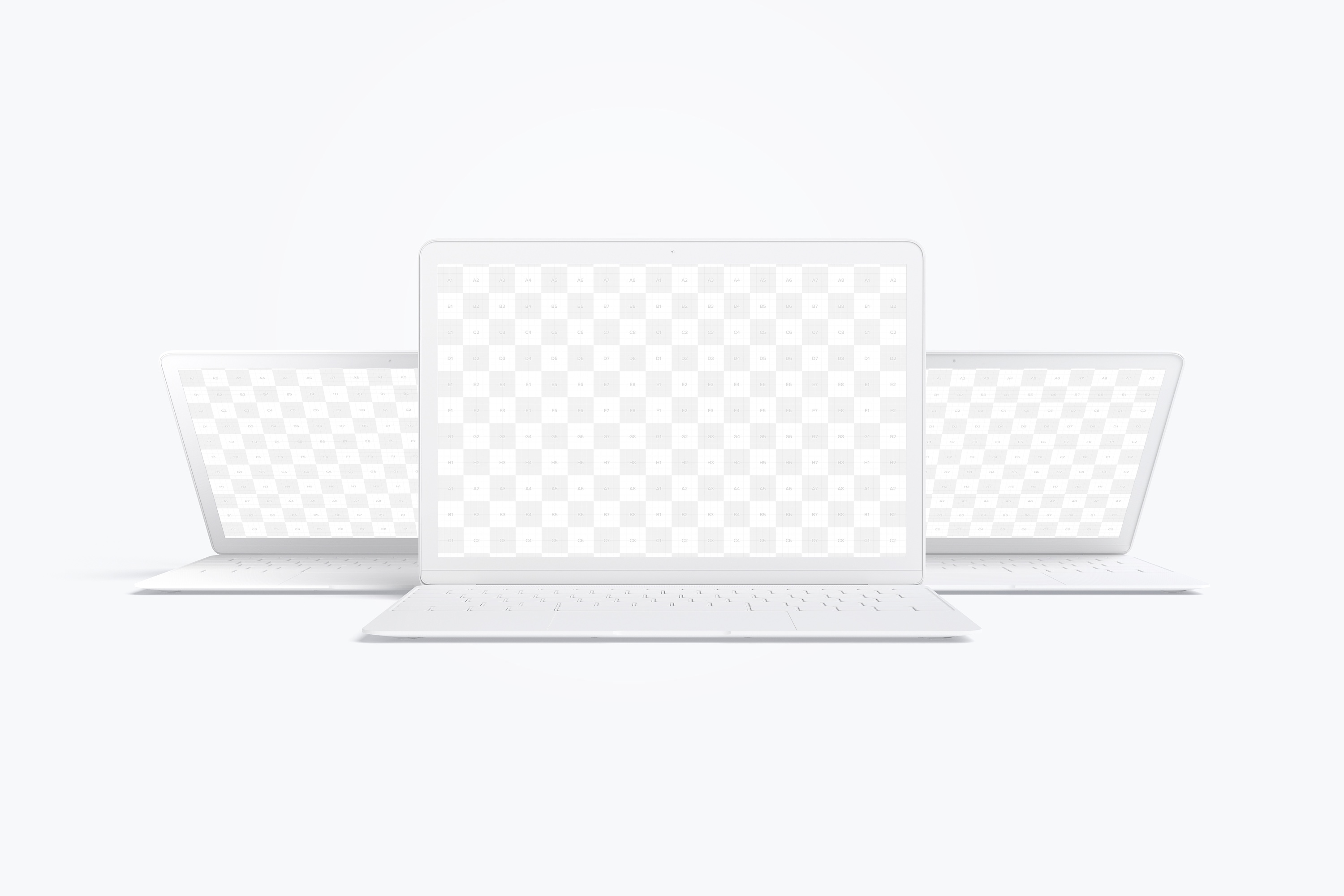 MacBook笔记本电脑多屏幕预览前视图样机03 Clay MacBook Mockup, Front View 03插图