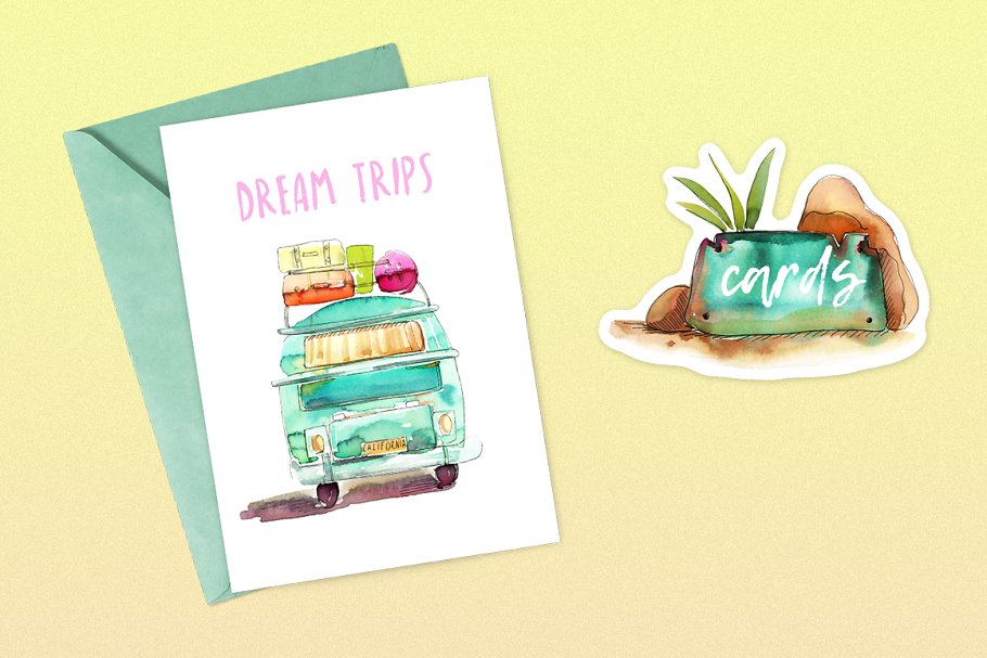 夏日度假主题水彩插画元素 Aloha!!! Time to Relax插图(5)