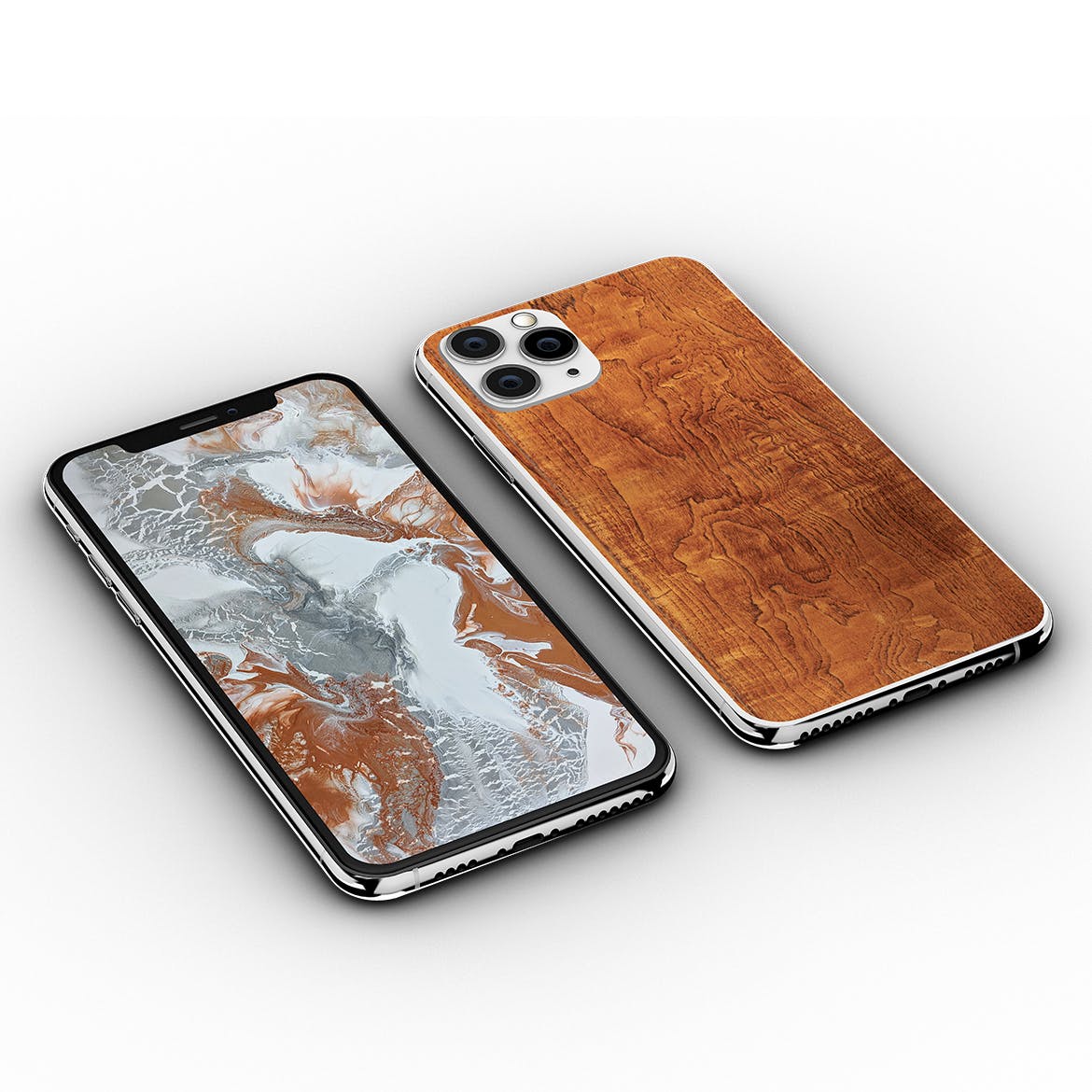 iPhone 11手机正方面视图样机模板 Tabled Phone 11 Front & Back PSD Mock-up插图(4)