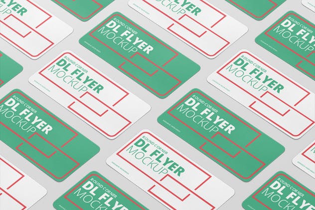 简约DL尺寸平面圆角传单样机 DL Horizontal Flyer Round Corner Mockup插图(8)