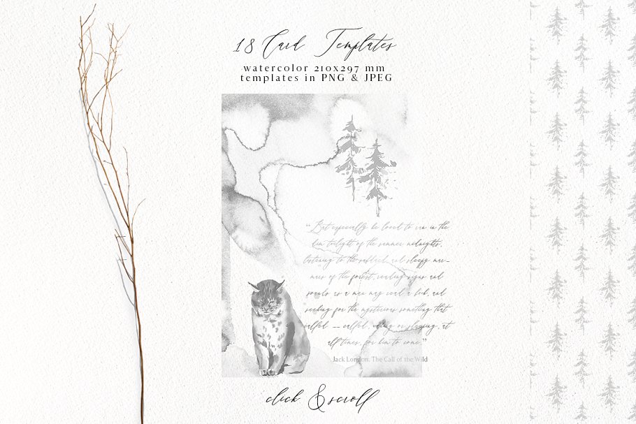 绿色森林水彩图案剪切画集合 Forest – Green Watercolor Bundle插图(5)