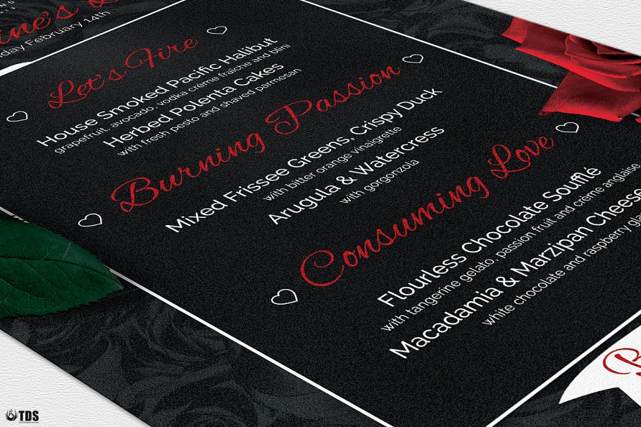 情人节主题传单模板v3 Valentines Day Flyer+Menu PSD V3插图(6)