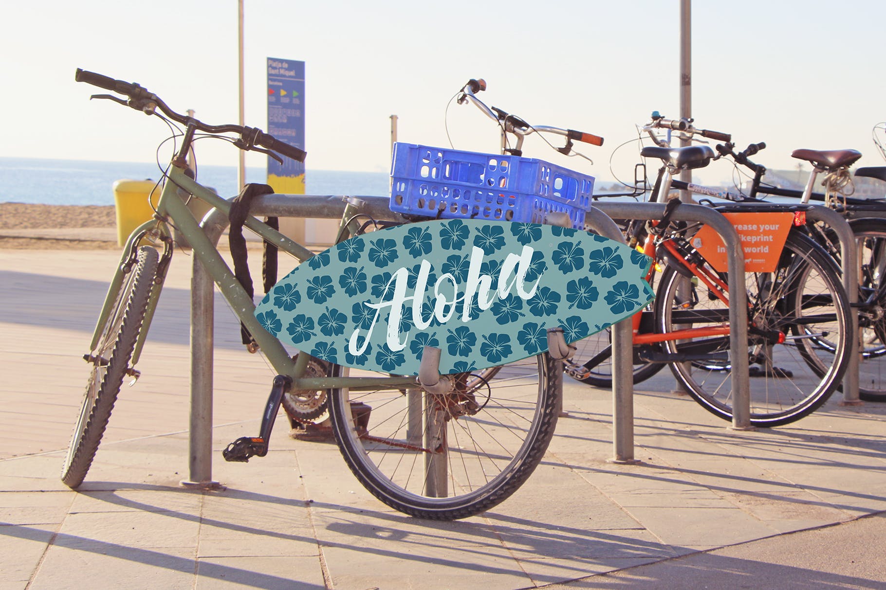 城市冲浪板标志告示牌设计样机模板 Surf Sign Mockup插图(2)