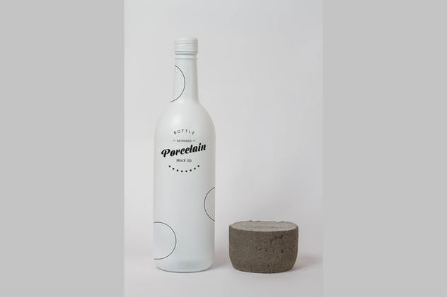 白色铝制饮料瓶外观设计效果图素材库精选 Porcelain Bottle Mock Up插图(3)