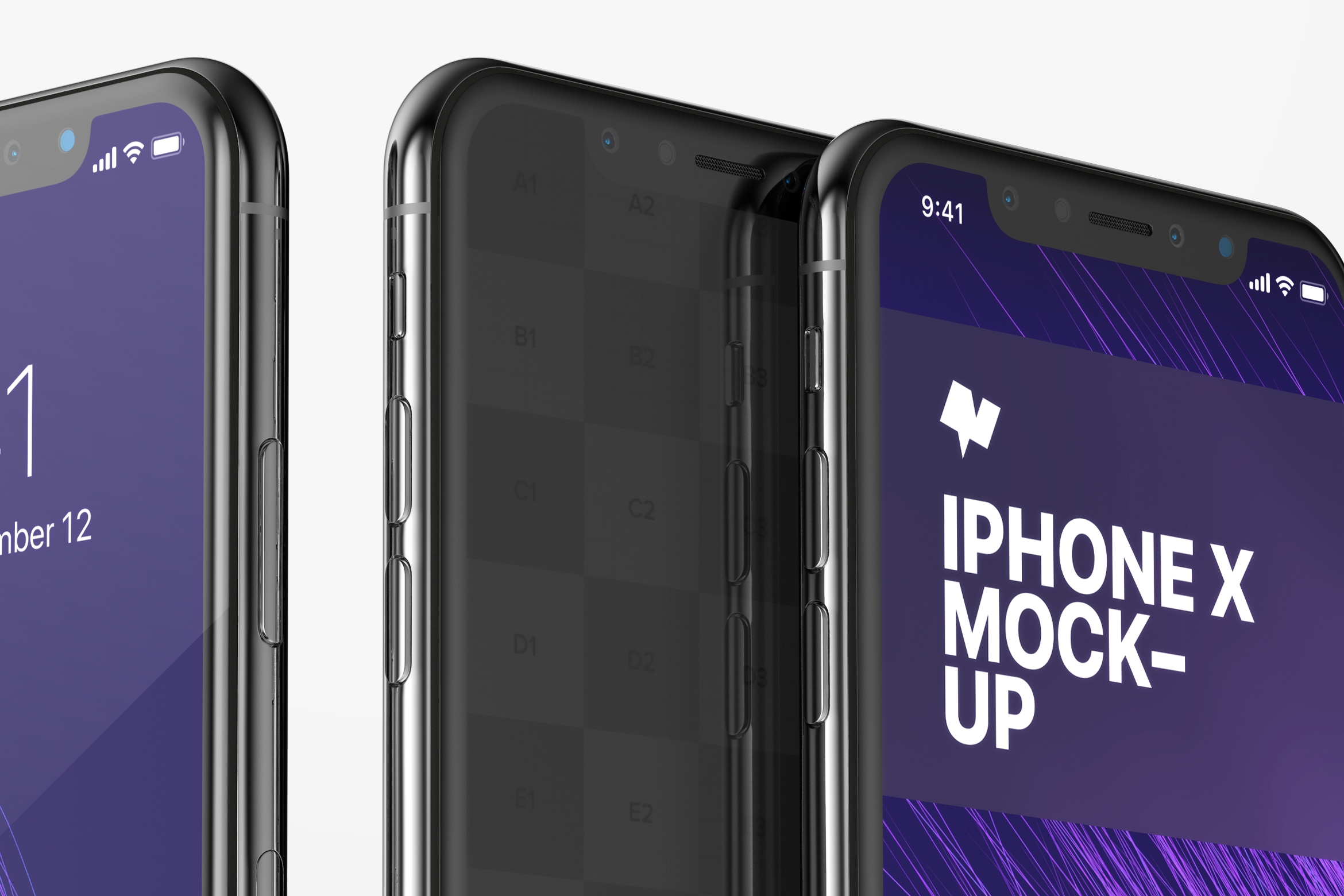 iPhone X智能手机UI设计多屏幕预览样机 iPhone X Mockup 03插图(1)