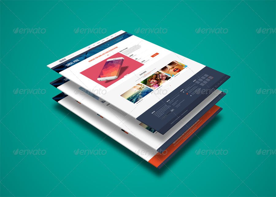 网站界面设计截图3D预览样机模板v3 3D Web Presentation Mockup (V3)插图(1)