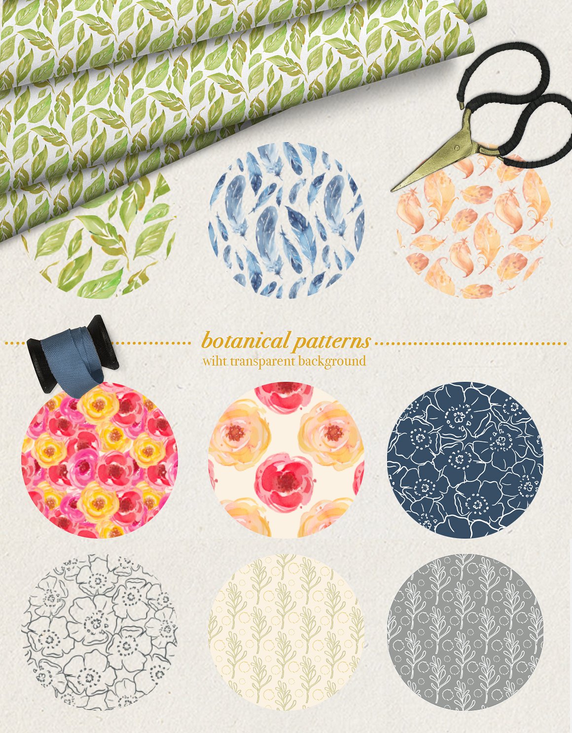 波西米亚风手绘水彩插画 Boho watercolor set插图(1)