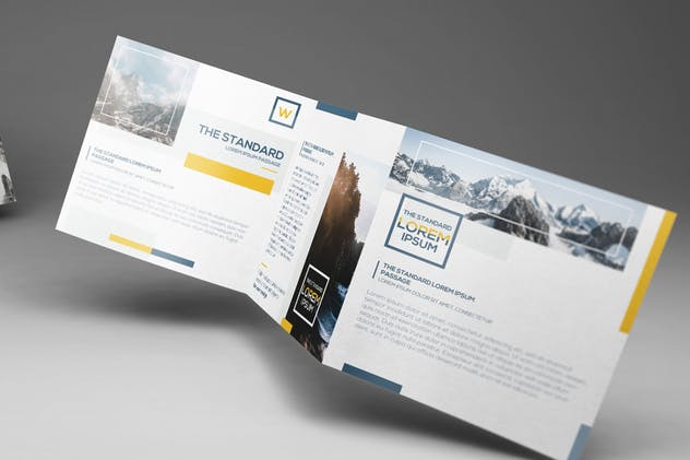 方形三折页宣传册机 Square Trifold Brochure Mockups插图(10)