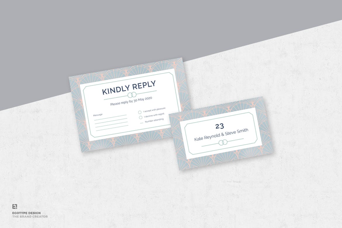 淡雅风格装饰边框婚礼邀请设计素材包 Wedding Invitation插图(4)