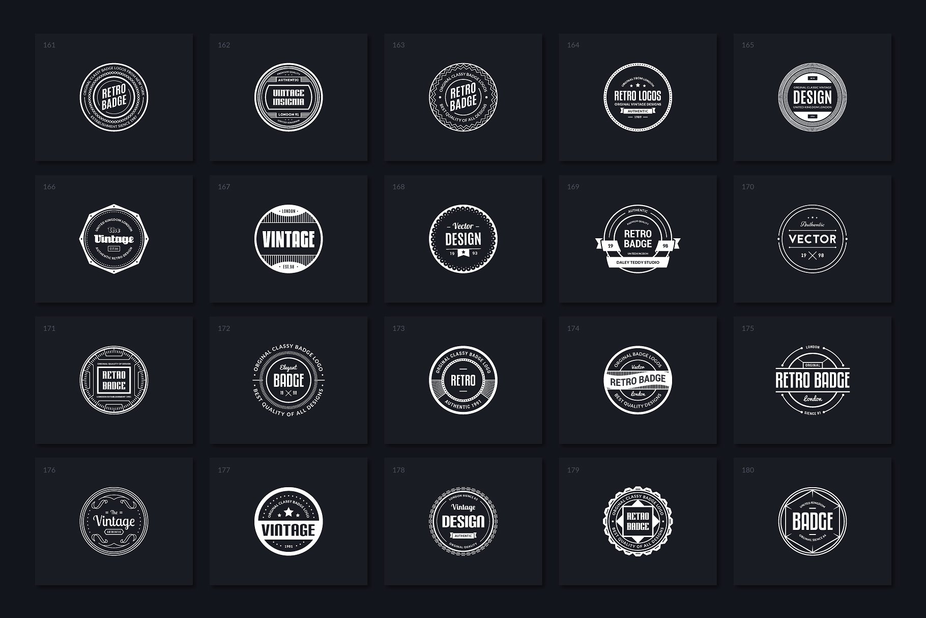 40枚复古徽章Logo模板 Vol. 5 40 Retro Badges Vol. 5插图(1)