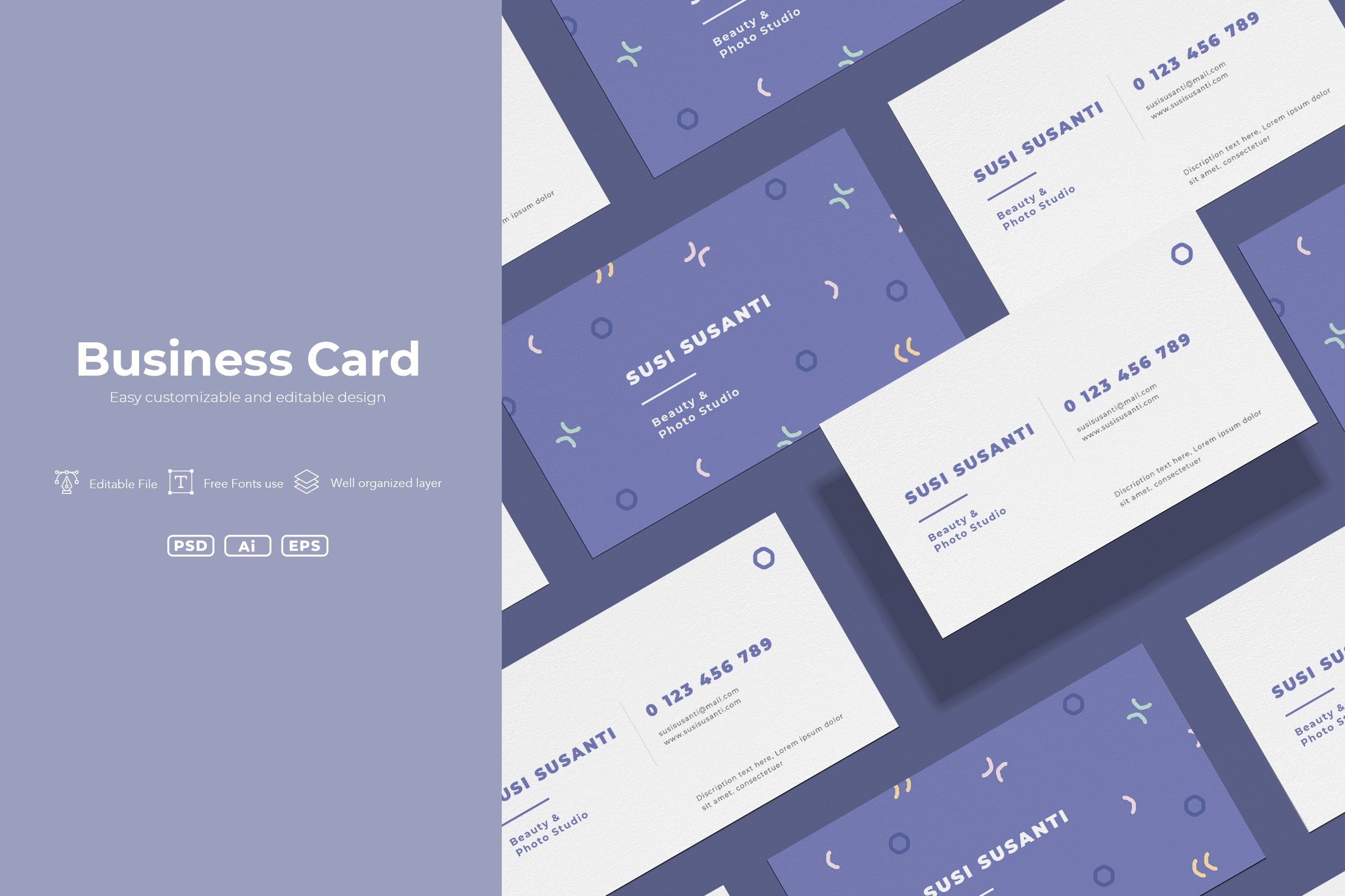 极简孟菲斯设计风格企业名片设计模板v1 ISC – Business Cards.v01插图