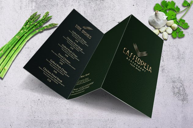 酷黑现代简约风格A4三折页菜单设计模板 Cassiopeia A4 Trifold Menu插图(5)