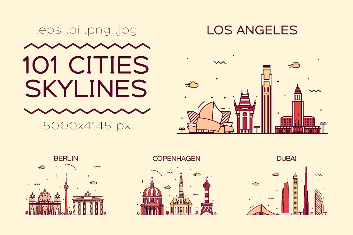 101款世界各国标志建筑矢量素材打包下载[ai,eps,png,jpg]插图