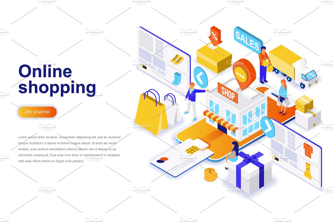 等距概念扁平风网站着陆页设计插画模板合集 Isometric Concept Flat Design插图(1)