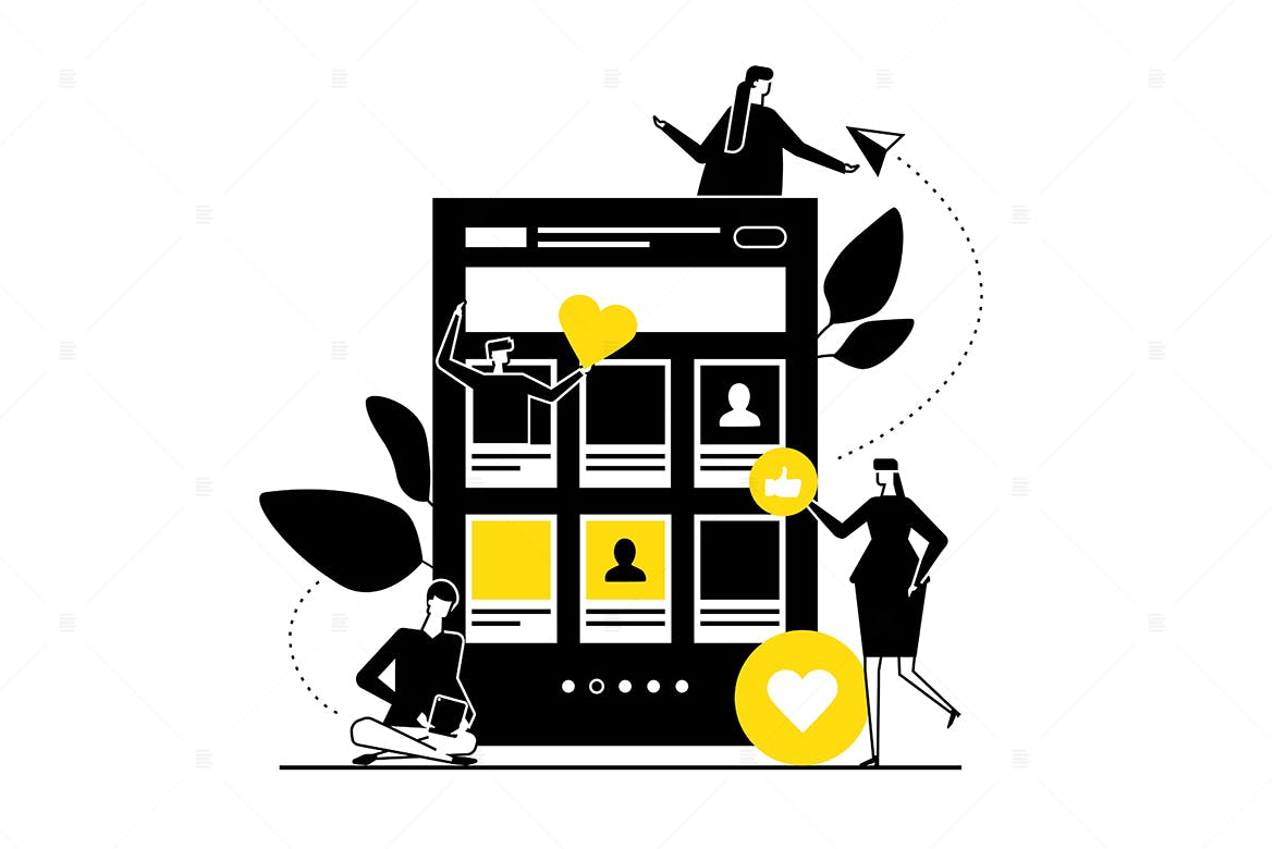 线上约会-扁平设计风格矢量插画素材库精选素材v2 Dating app – flat design style illustration插图