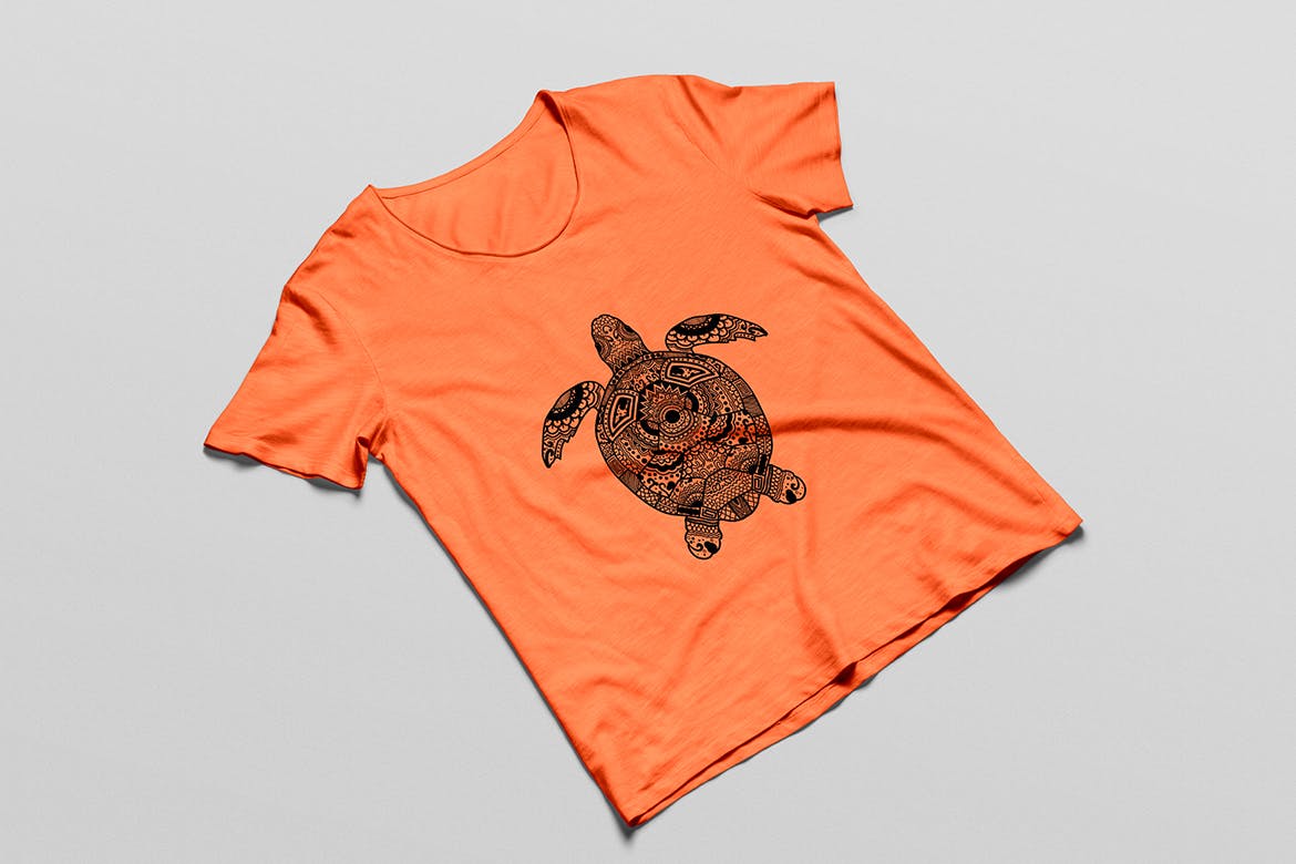 乌龟-曼陀罗花手绘T恤设计矢量插画素材库精选素材 Turtle Mandala T-shirt Design Vector Illustration插图(4)
