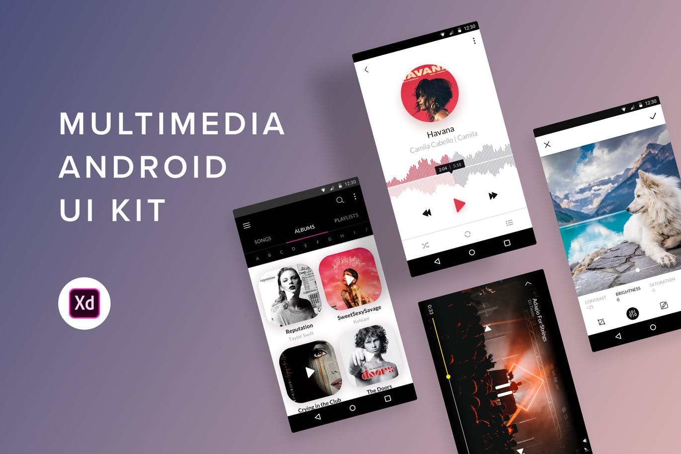 安卓手机APP多媒体应用UI设计XD模板 Multimedia Android UI Kit (Adobe XD)插图