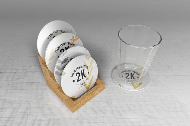 简约酒杯/咖啡杯垫样机V2 Coaster Mockups V2插图(10)