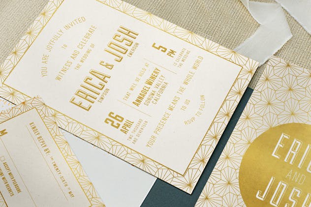 优雅金箔几何图形邀请函设计模板 Elegant Geometric Invitation插图(4)