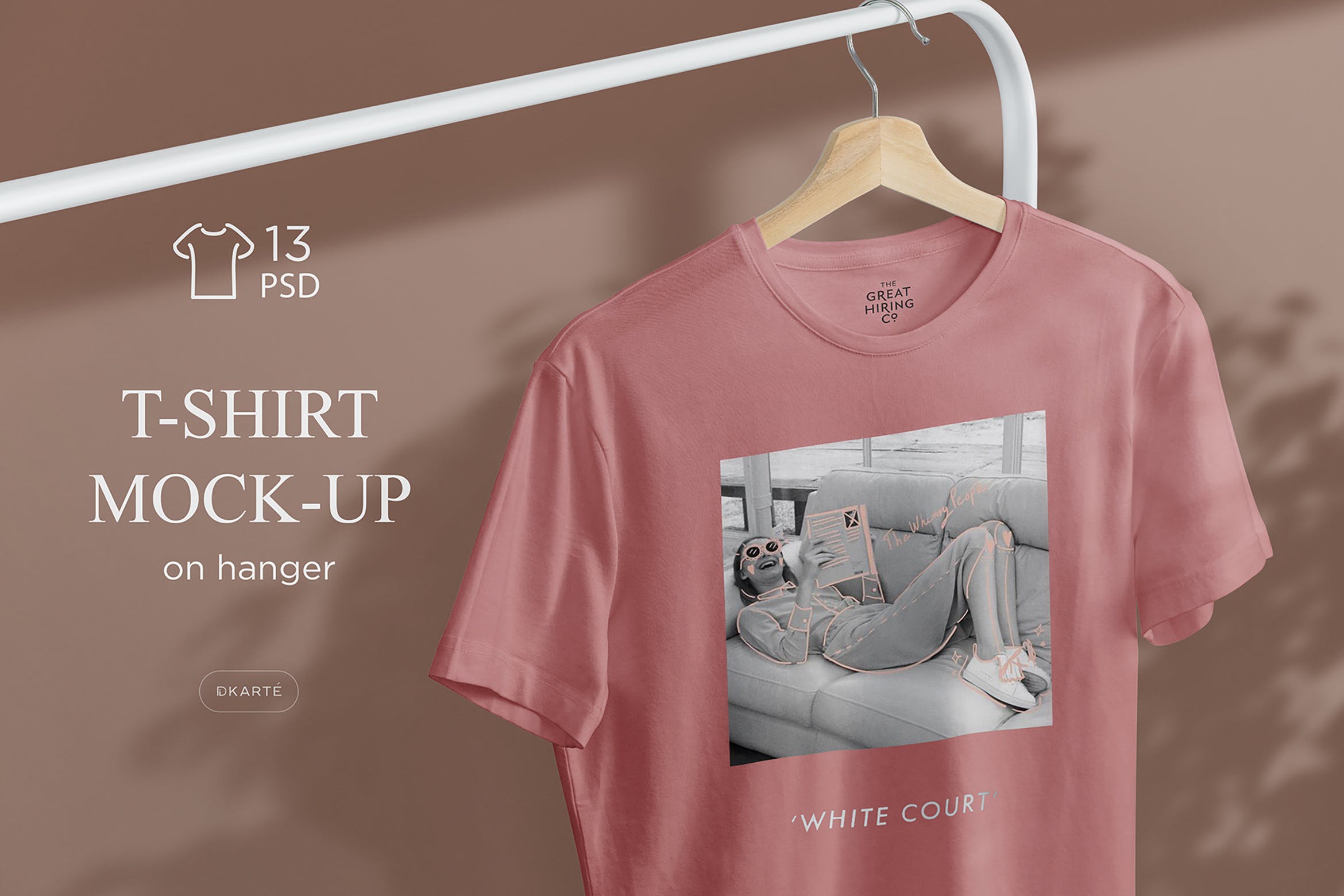 简易晾衣架T恤设计效果图样机素材库精选 T-Shirt Mock-Up on Hanger插图