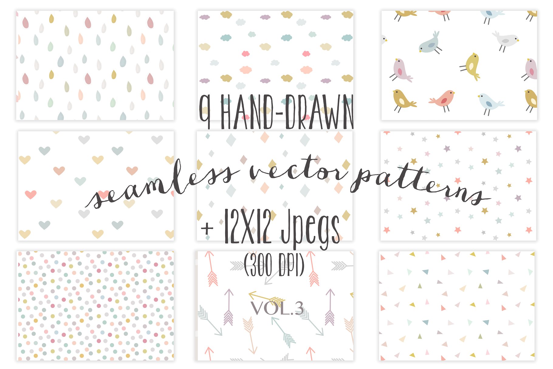 9种多彩图案无缝纹理 9 colorful seamless patterns插图