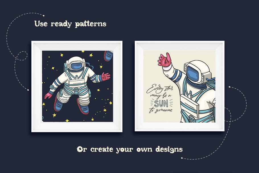 多元素的太空宇航员剪贴画集插图(8)