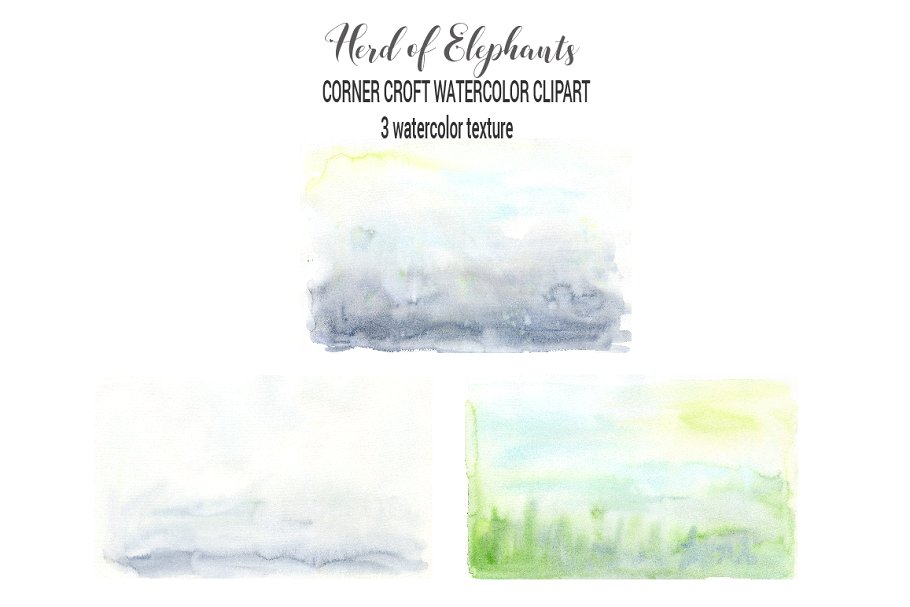 手绘灰白色大象插图 Watercolor Herd of Elephants插图(4)