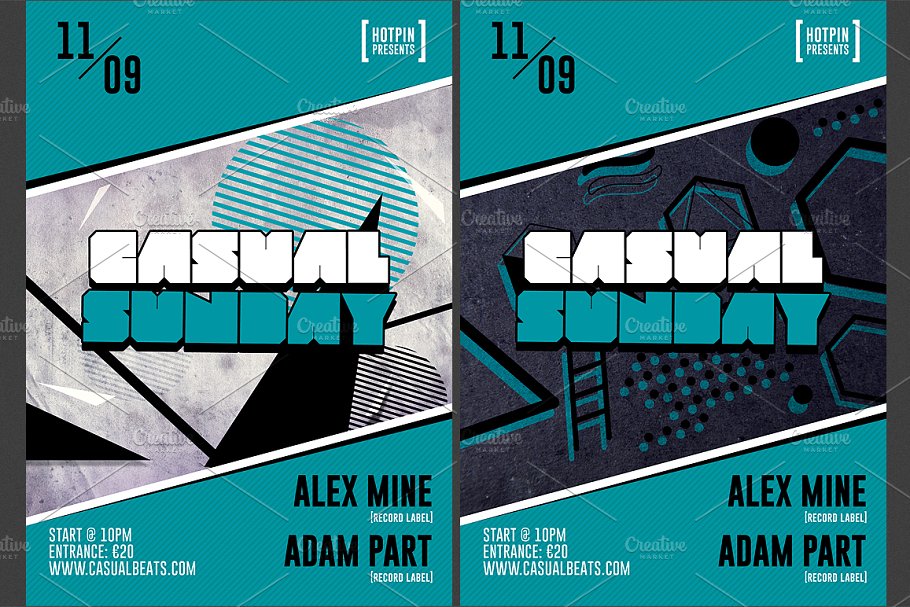 现代派对宣传传单模板 Party Flyer Template插图