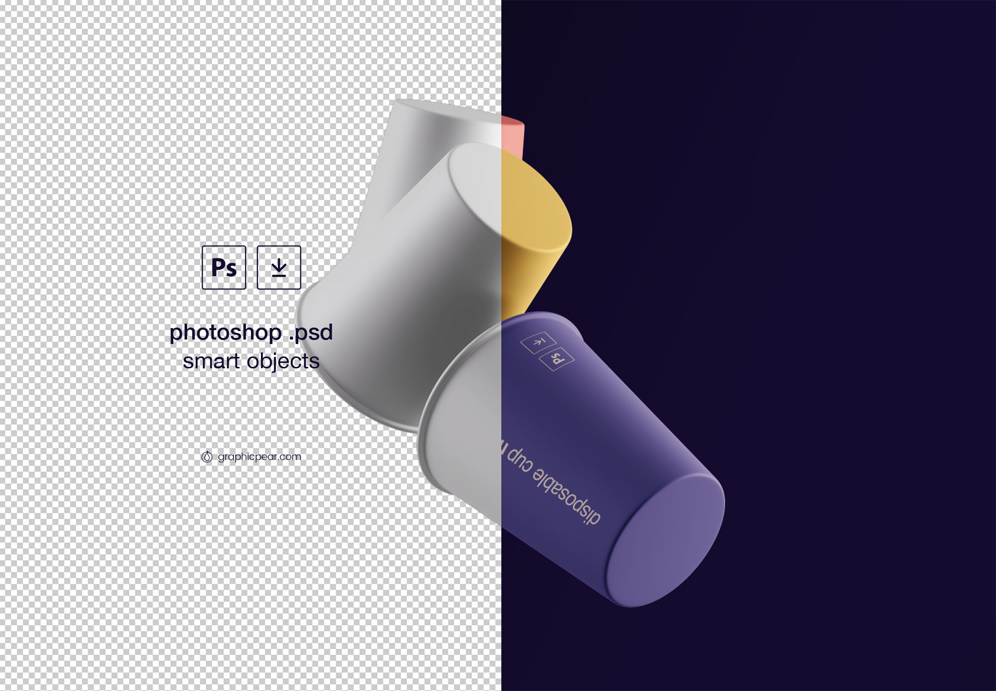 一次性水杯外观设计效果图样机模板 Gravity Cups Mockup插图(1)