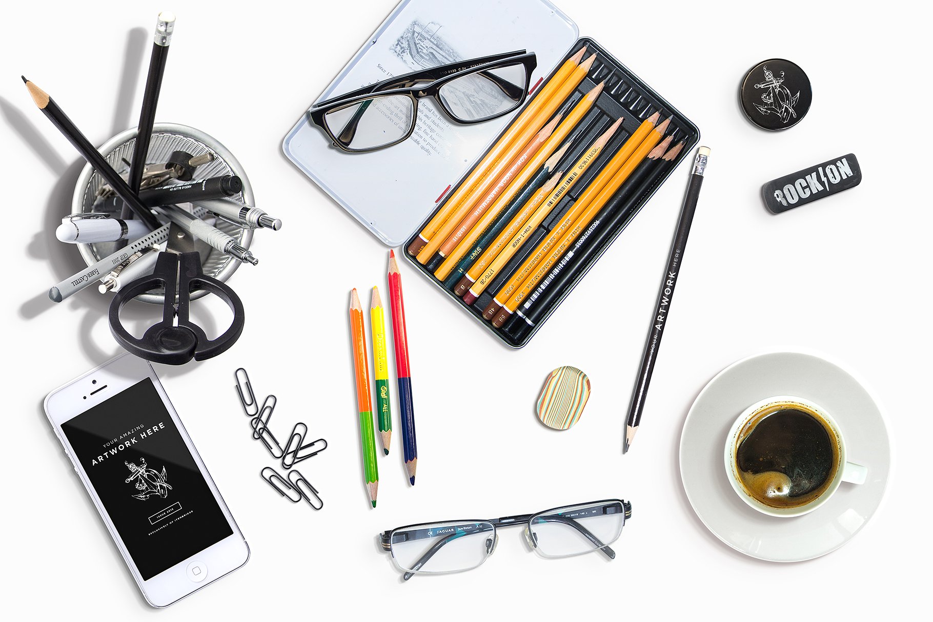 速写簿和工作场景样机 Sketchbook & Workplace Mockups插图(8)