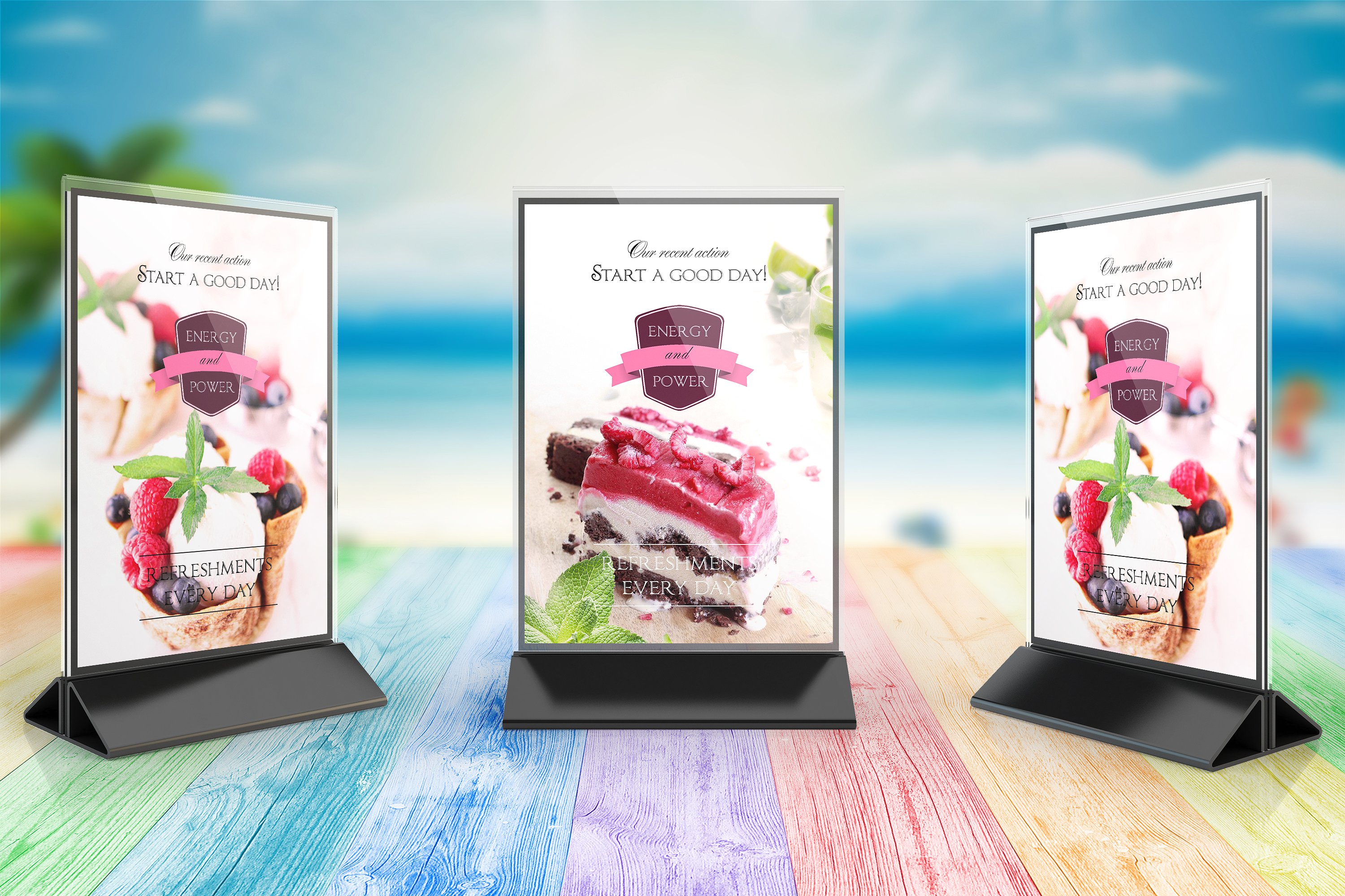 立式广告牌样机模板 Portrait Sign Holders Mockups插图