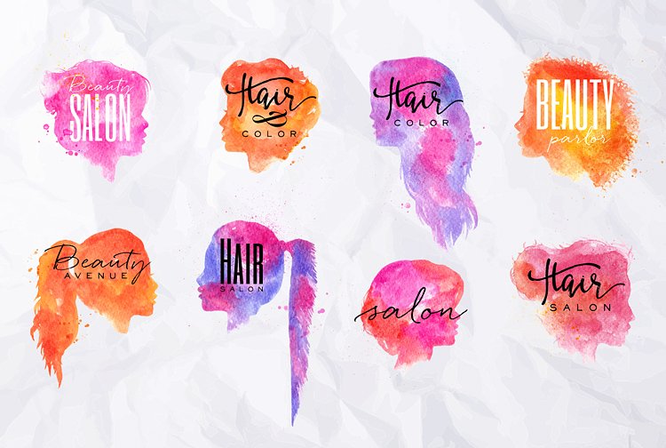 发廊沙龙发型剪影 Hair Salon Silhouettes插图(2)